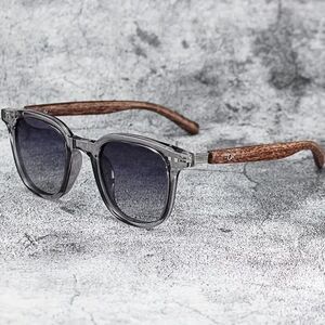 Retro unisex Sun Glasses With Wood detail